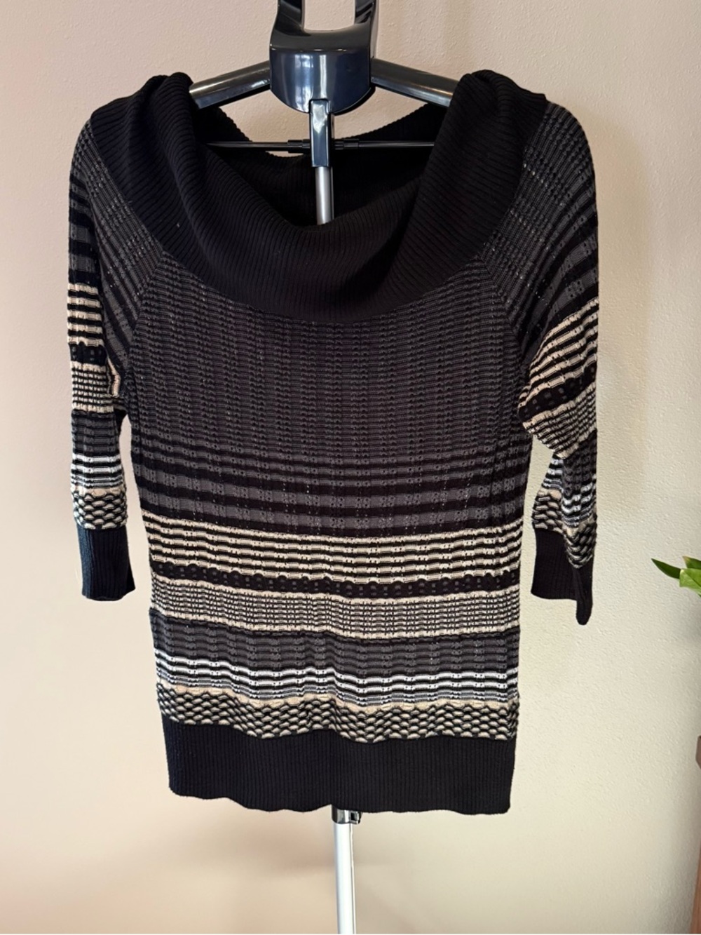 Outback Red Black & Cream Striped Cowl Sweater